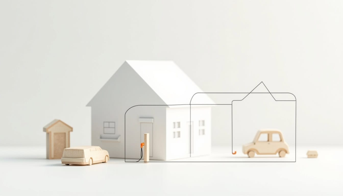 Plan schématique montrant un emplacement idéal pour une borne électrique à Lamanon, proche du garage et du tableau électrique