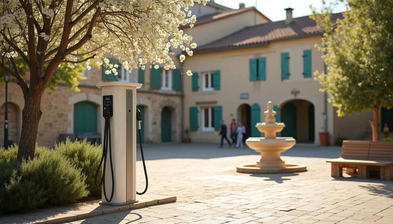 Point de recharge électrique public dans une commune voisine de Reillanne