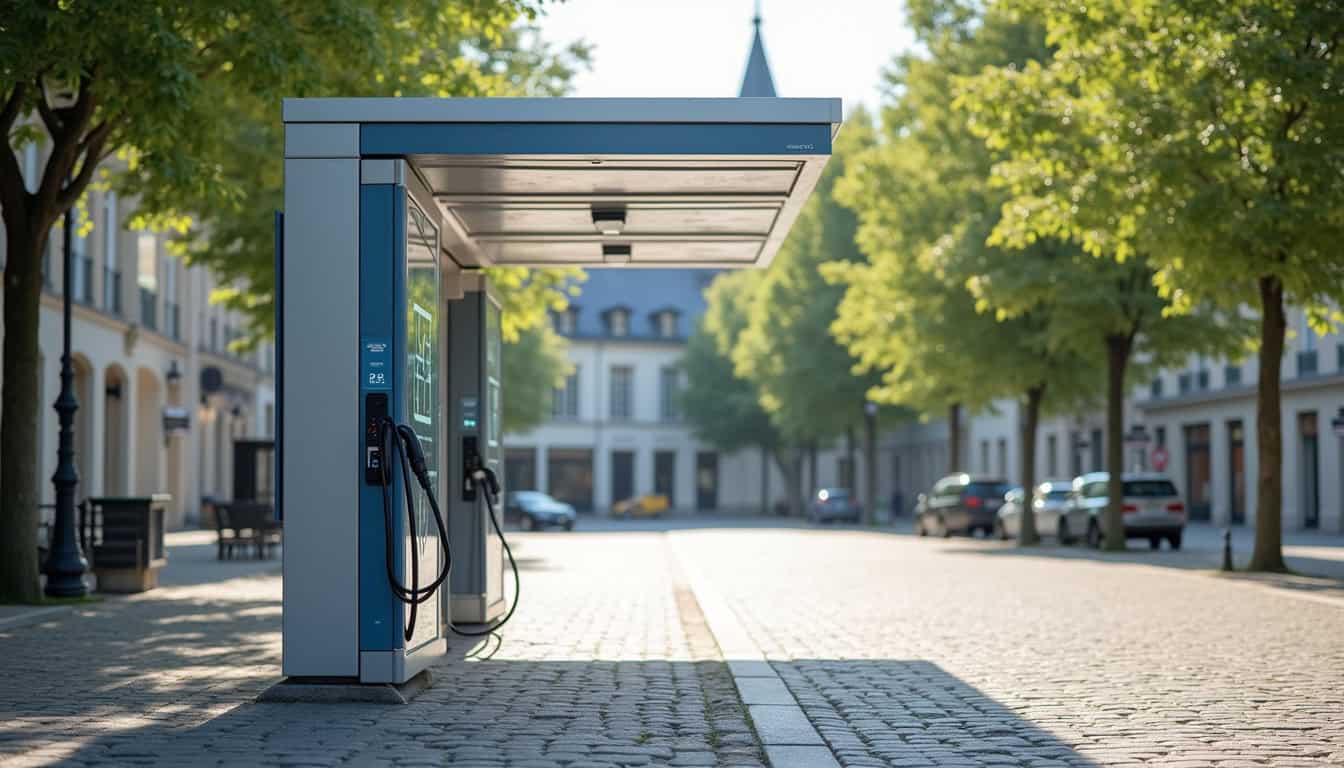 Point de recharge publique situé place Charles de Gaulle à Champs-sur-Yonne