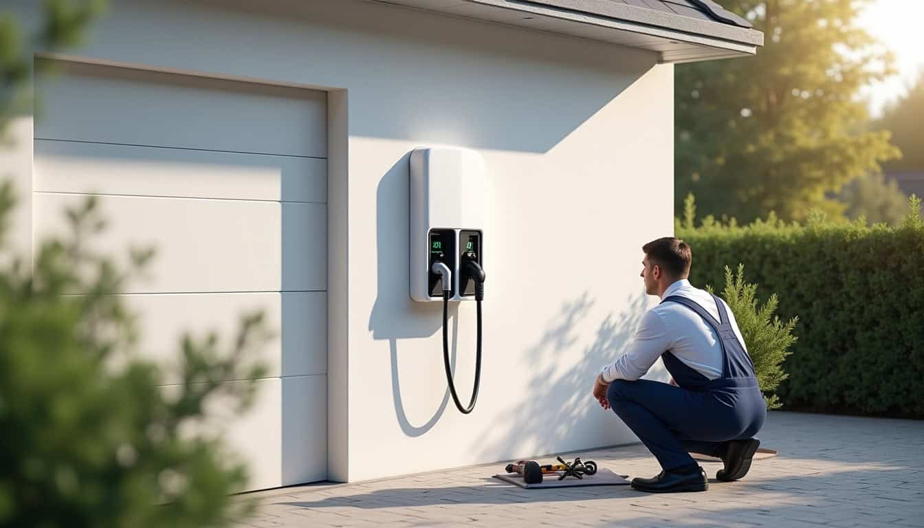 Pose d'une borne de recharge électrique à Saint-Amand-les-Eaux par un professionnel IRVE