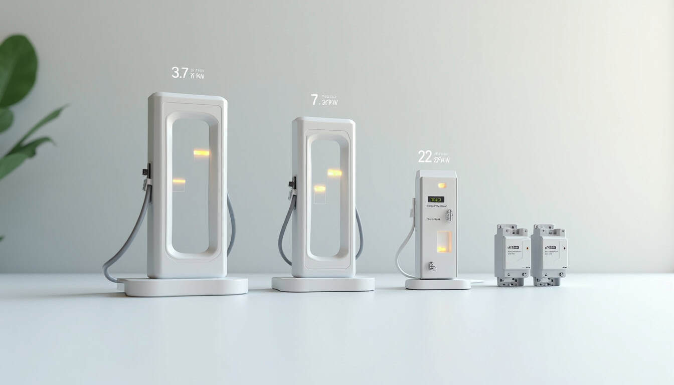 Schéma explicatif des différentes puissances de bornes de recharge électrique selon le compteur
