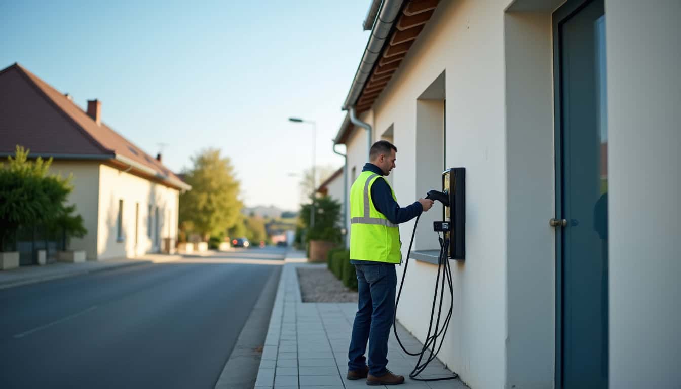 Séquence illustrant les différentes étapes d'installation d'une borne de recharge électrique à Mitry-Mory