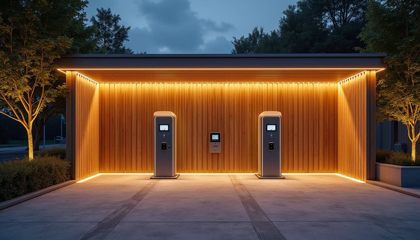Station de recharge électrique à l'entrée est de Tarare, près du stade Léon-Masson