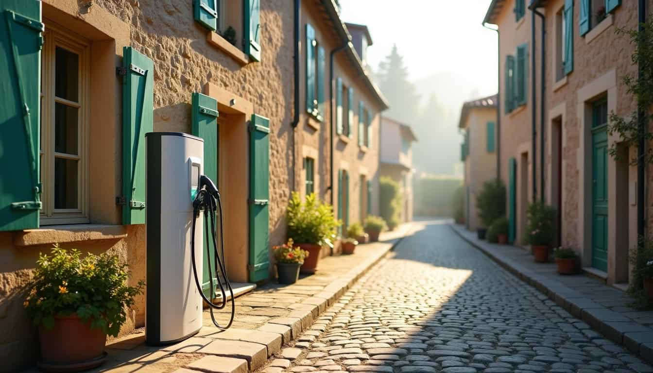 Station de recharge électrique publique située à Chomérac, rue de l