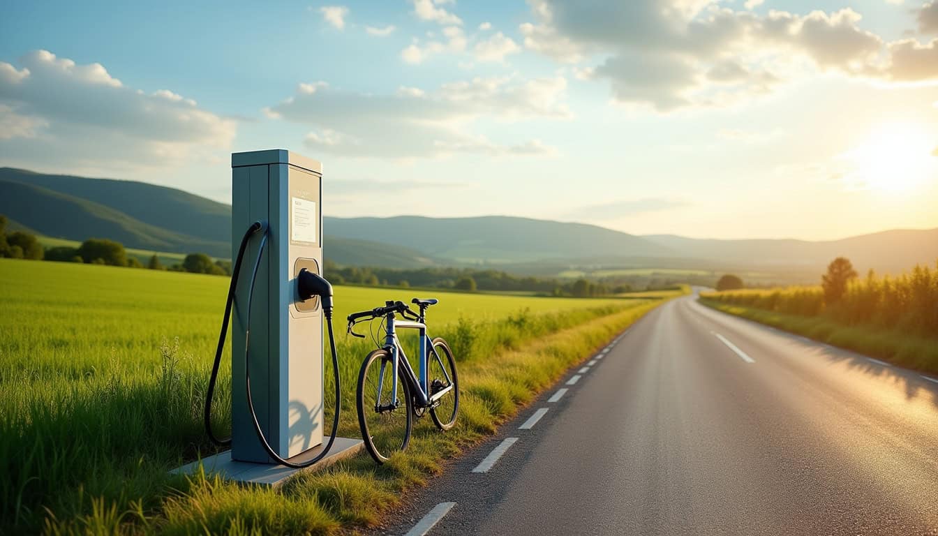 Station de recharge électrique publique située sur la D673 à Salviac