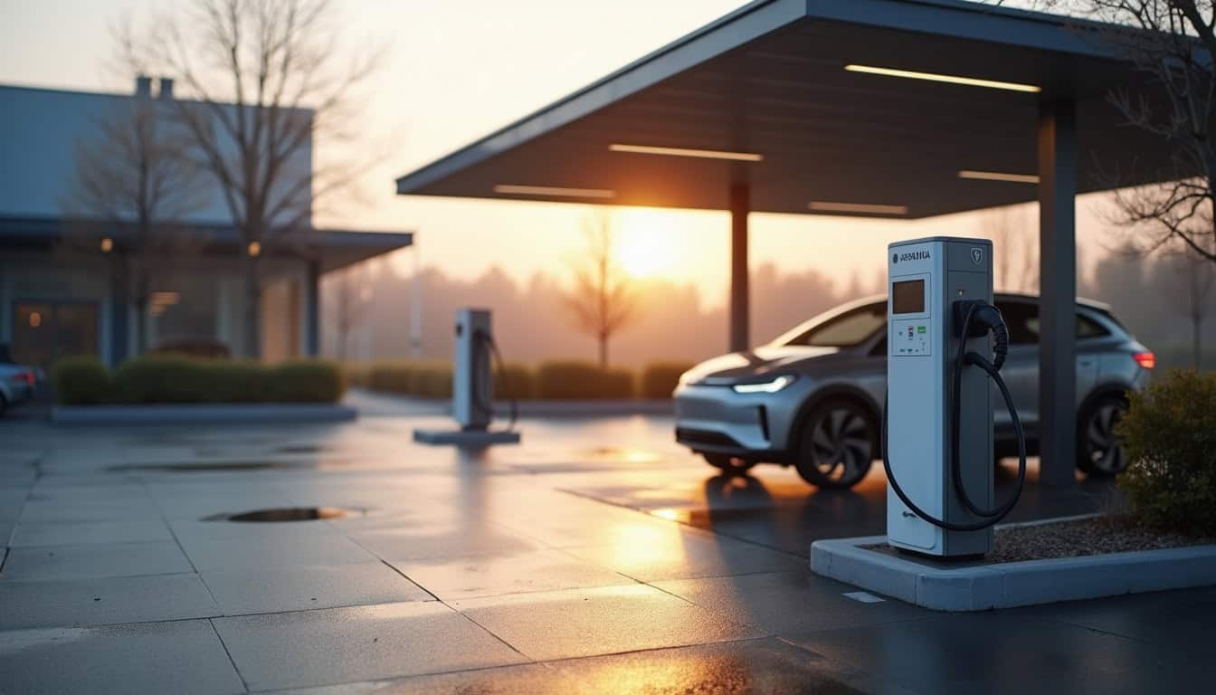 Station de recharge électrique R3 située au parking Norauto de Semécourt