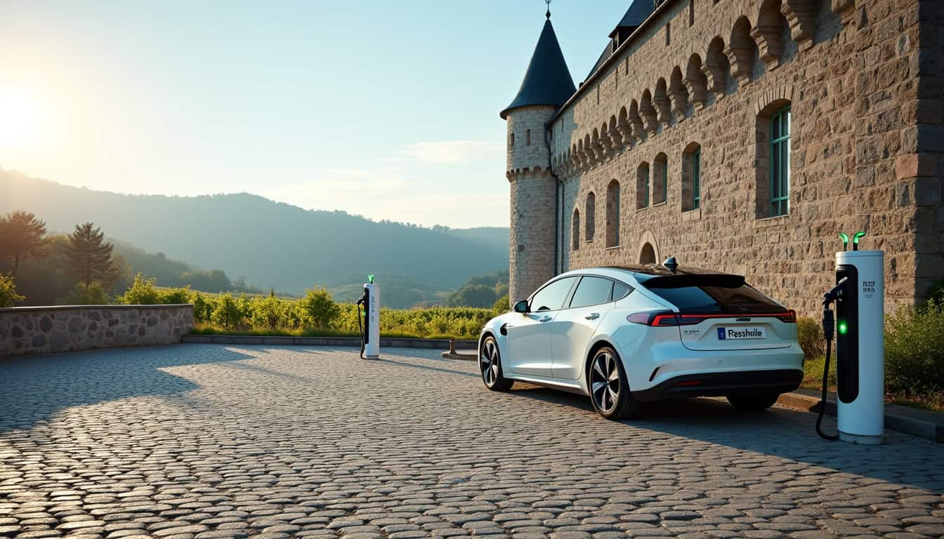 Station de recharge Freshmile installée sur le parking des Remparts à Andlau