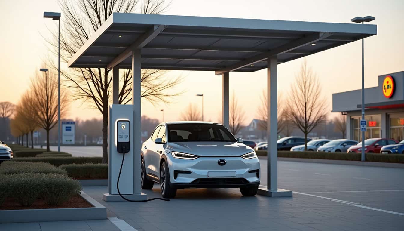 Station de recharge Lidl située à Jouy-aux-Arches, sur la rue de Metz