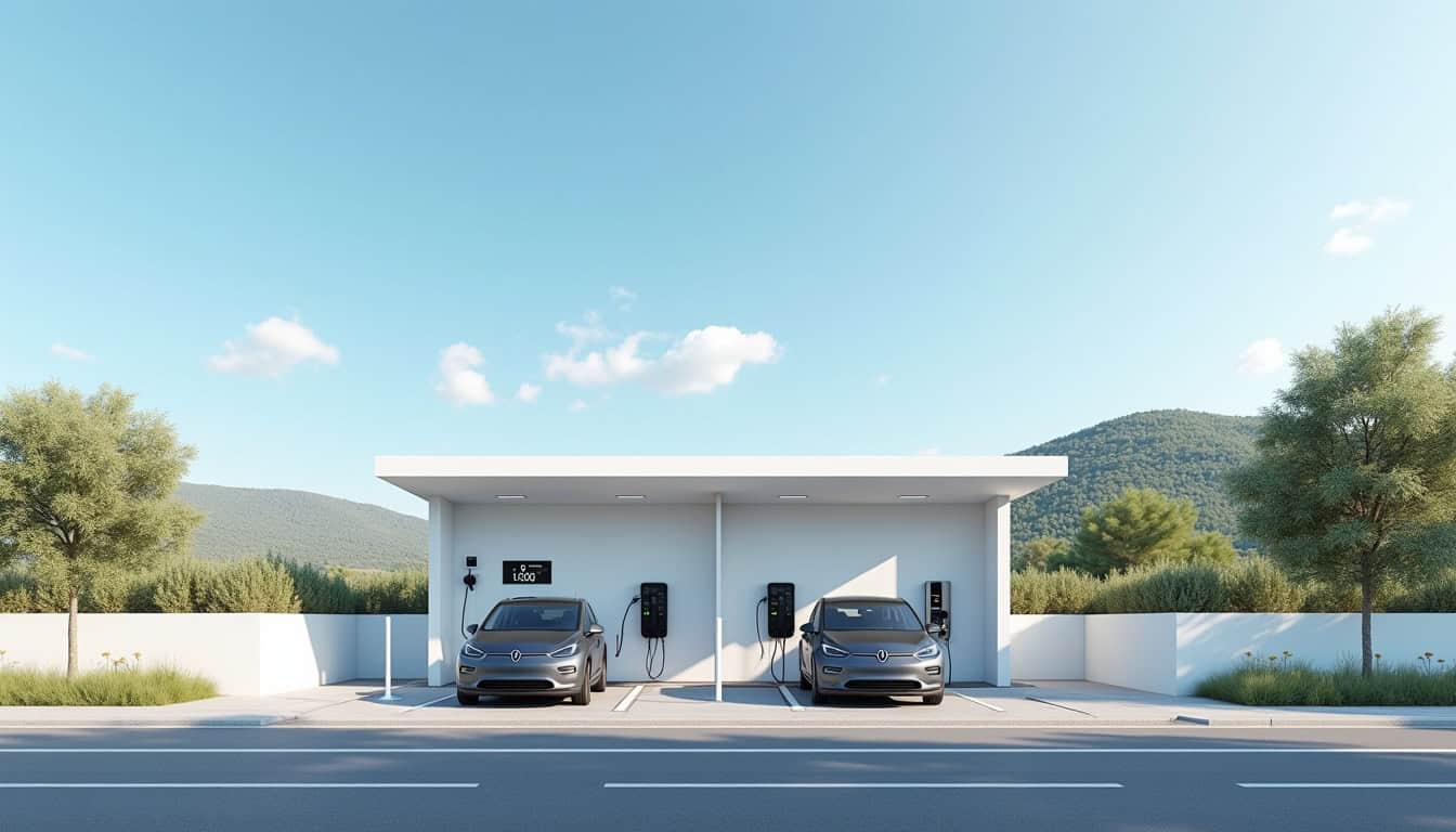 Station de recharge publique à Olmeto, située près d