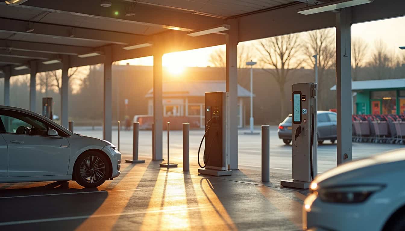 Station de recharge publique située près d'un supermarché à Mirecourt