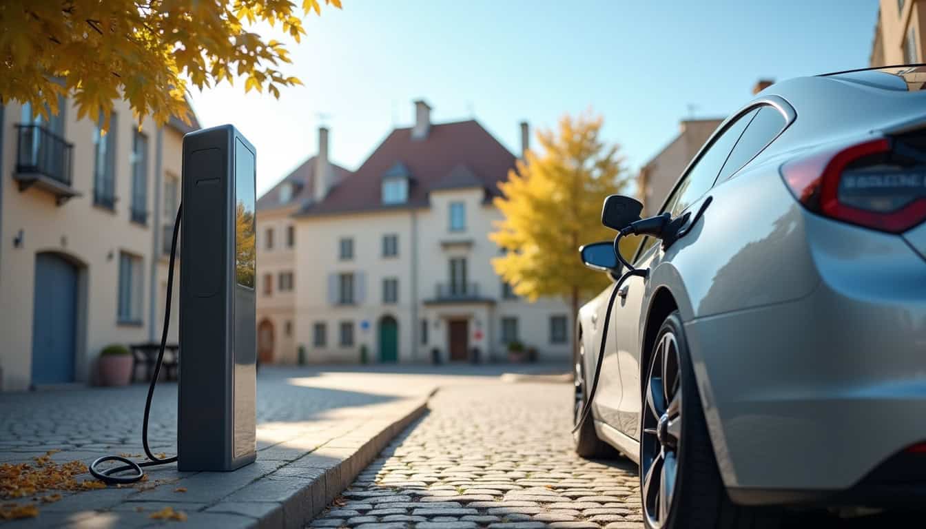 Station de recharge publique située sur la place Éloi Guitteny à Saint-Hilaire-de-Chaléons