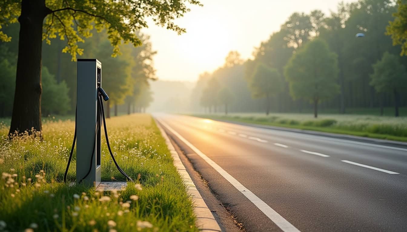 Station de recharge publique située sur une aire d