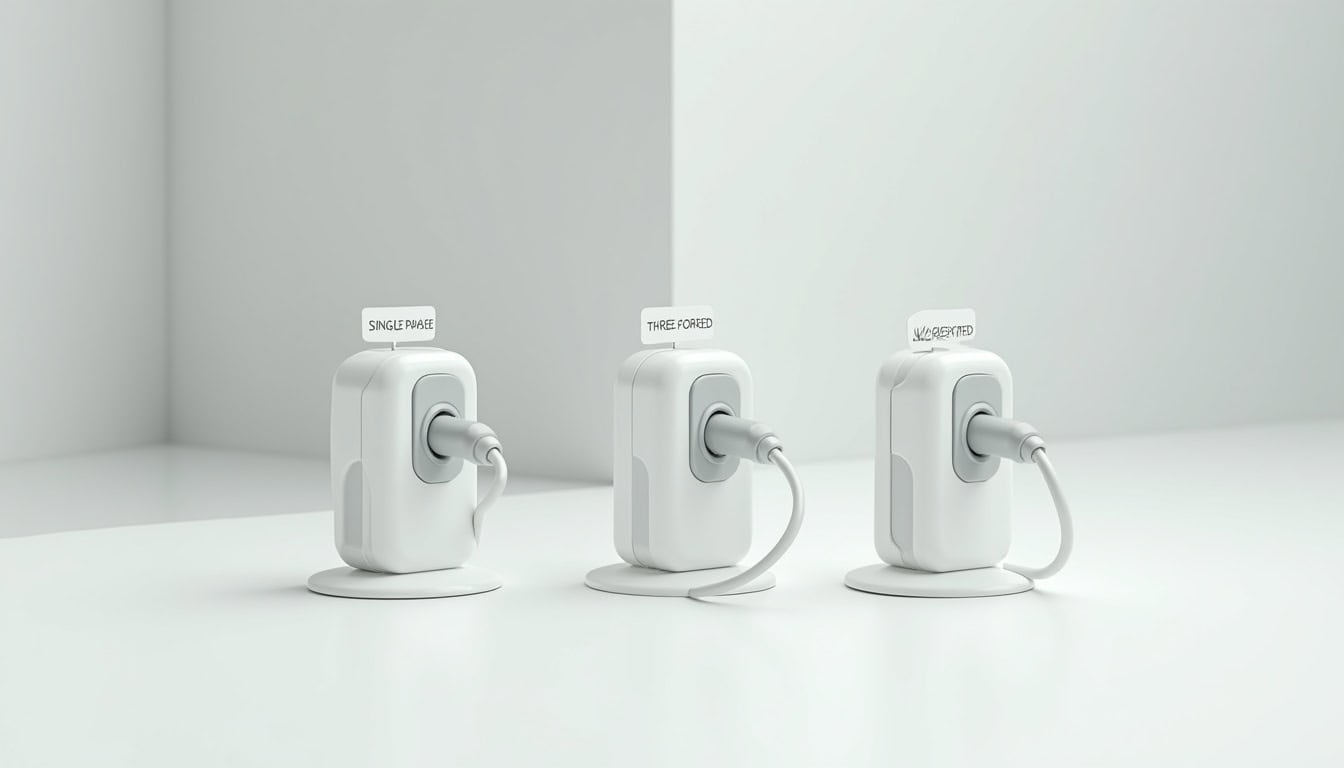 Tableau comparatif des différentes bornes de recharge: monophasée, triphasée, prise renforcée