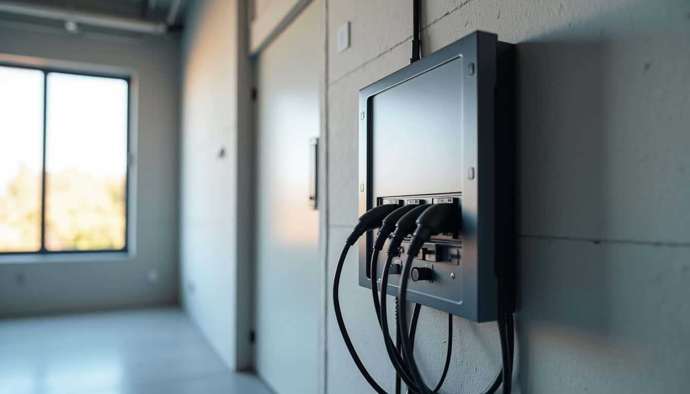 Tableau électrique avant installation d'une borne de recharge à Copponex