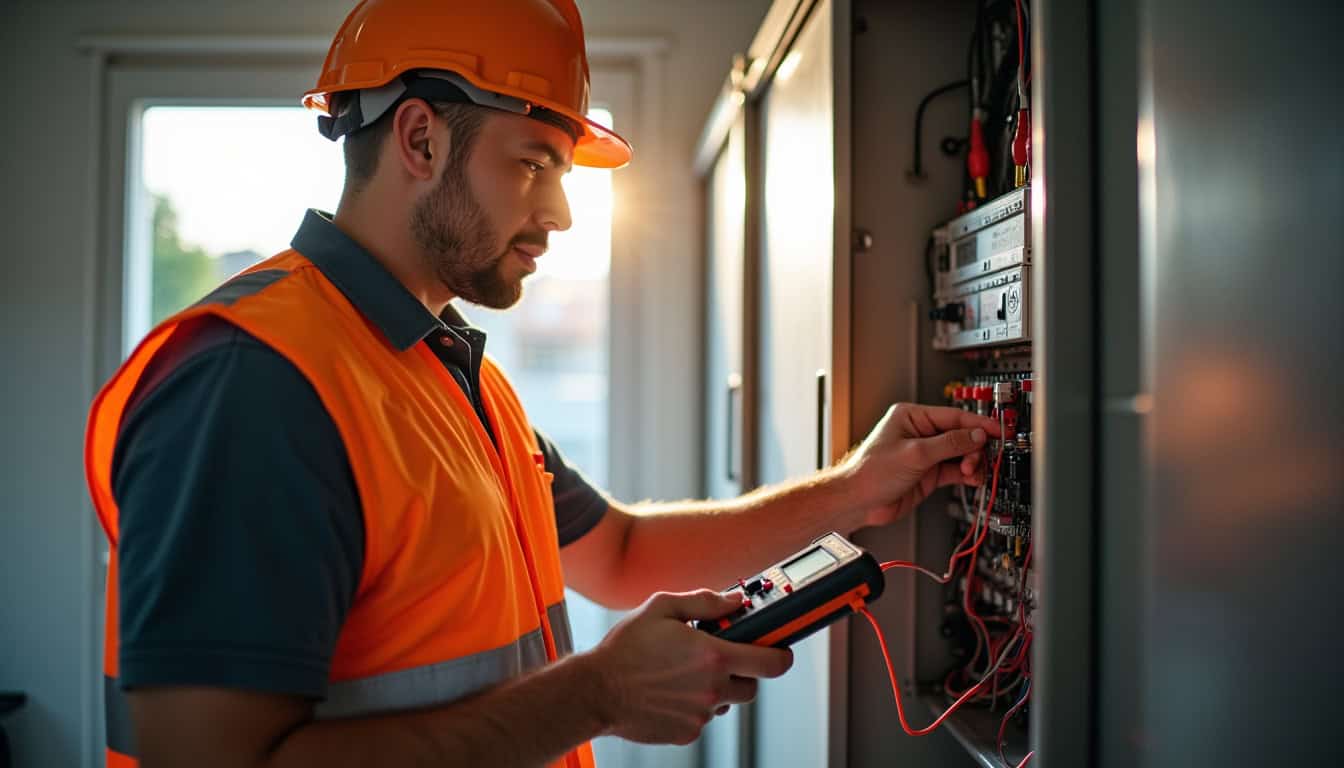 Technicien certifié IRVE effectuant un diagnostic électrique avant l'installation d'une borne de recharge à Bracieux
