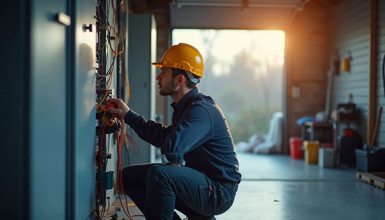 Technicien effectuant un diagnostic électrique avant installation d