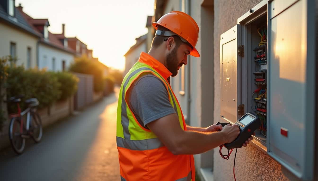 Technicien effectuant un diagnostic électrique avant l