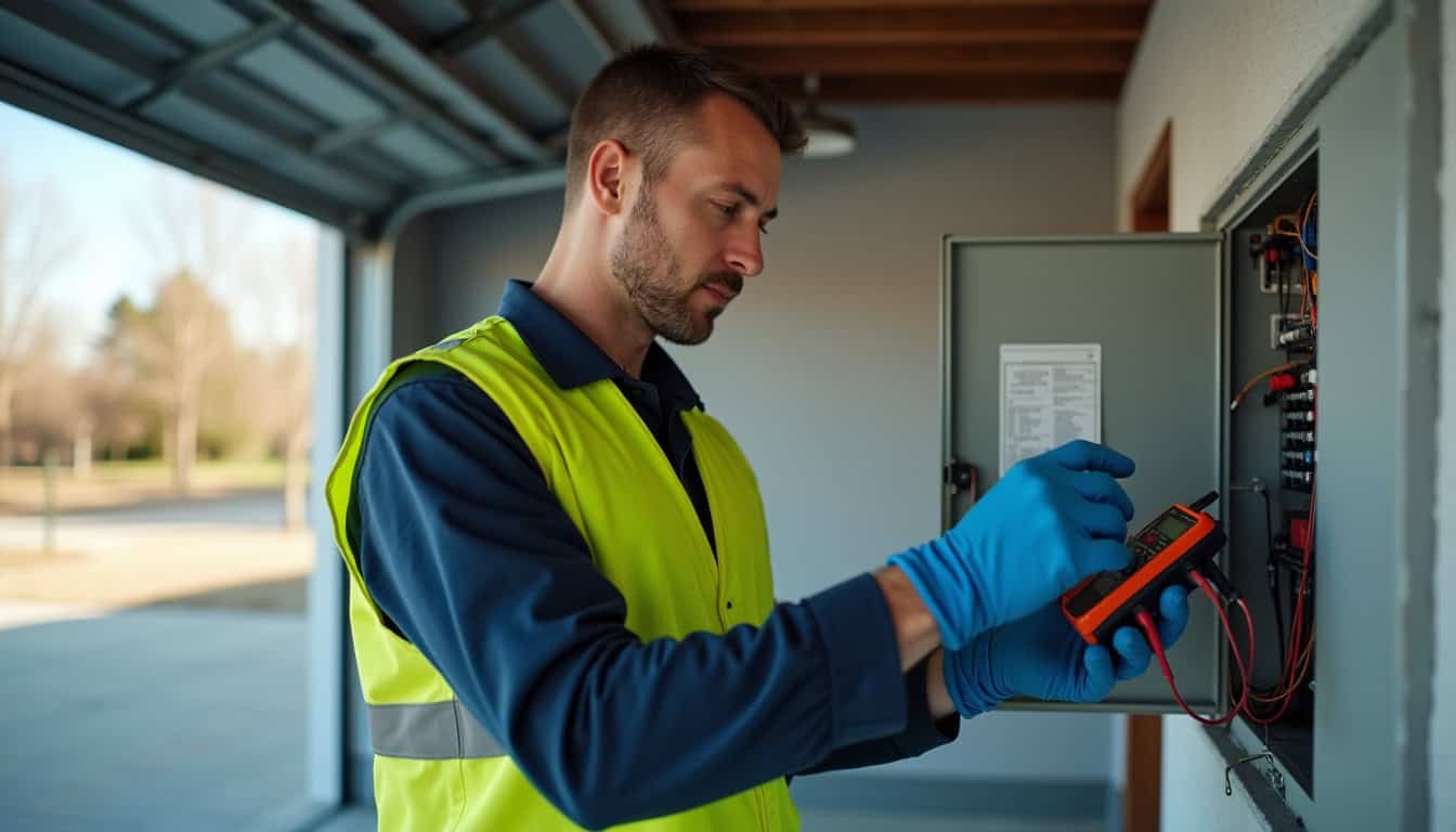 Technicien effectuant un diagnostic électrique pour installation de borne de recharge
