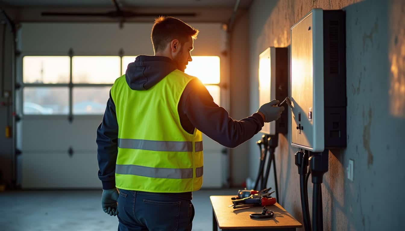 Technicien en train de diagnostiquer une installation électrique pour borne de recharge à Pouillon