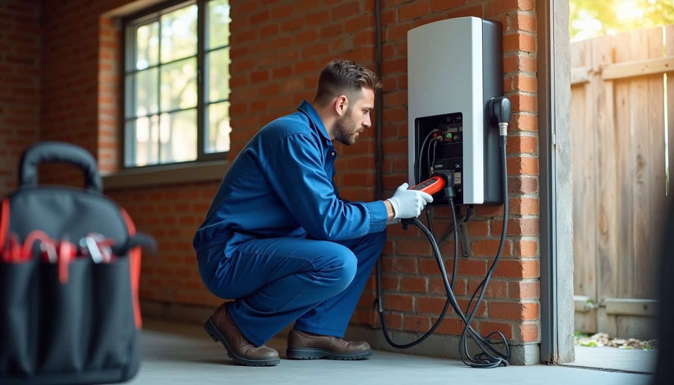 Technicien en train de procéder à la maintenance d