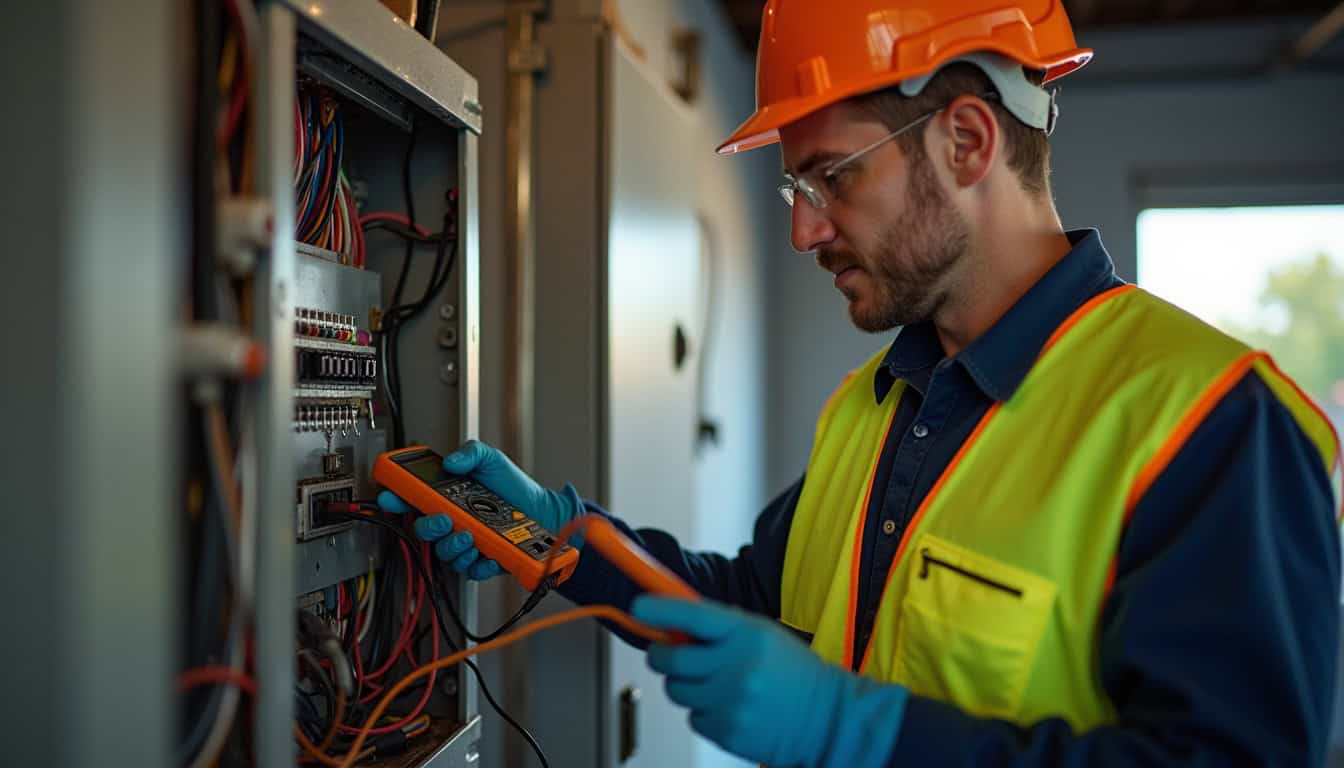 Technicien en train de réaliser un diagnostic électrique avant installation d'une borne de recharge à Molinet
