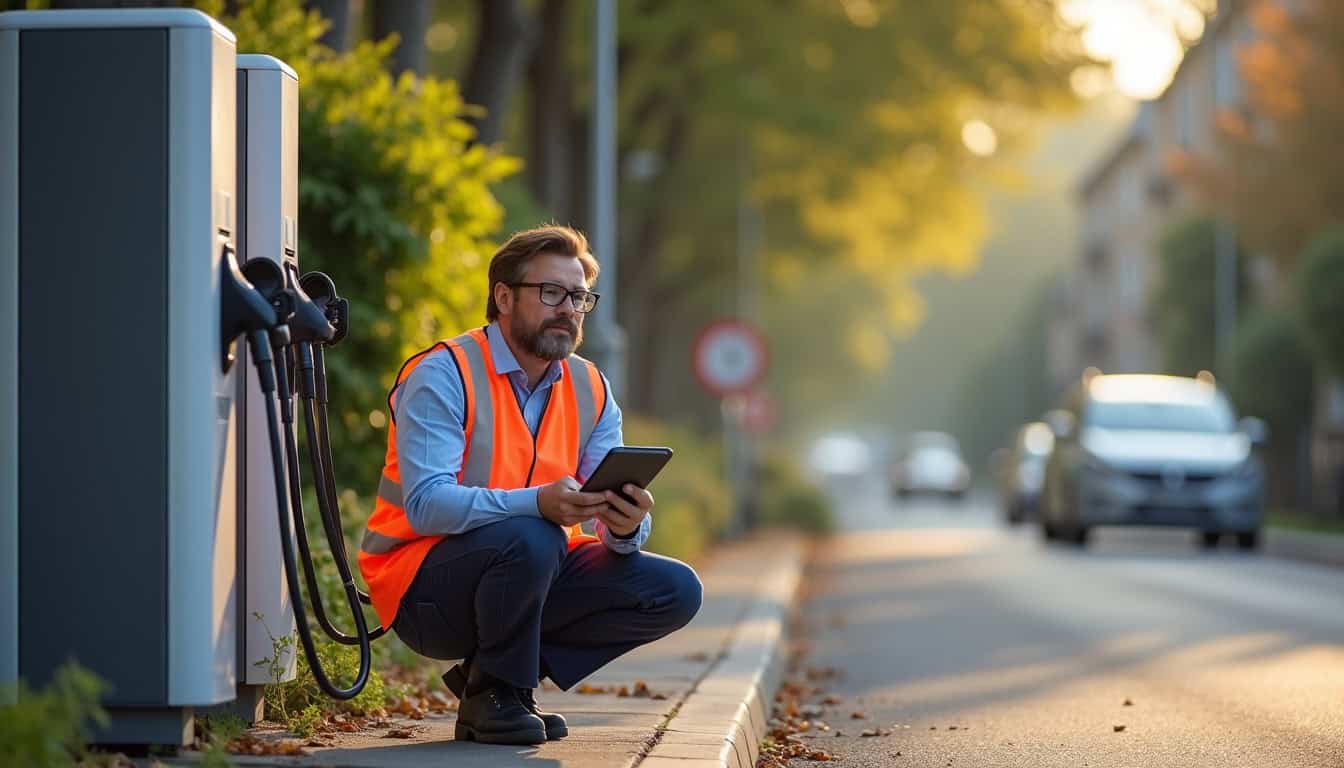 Technicien en train de vérifier le bon fonctionnement d