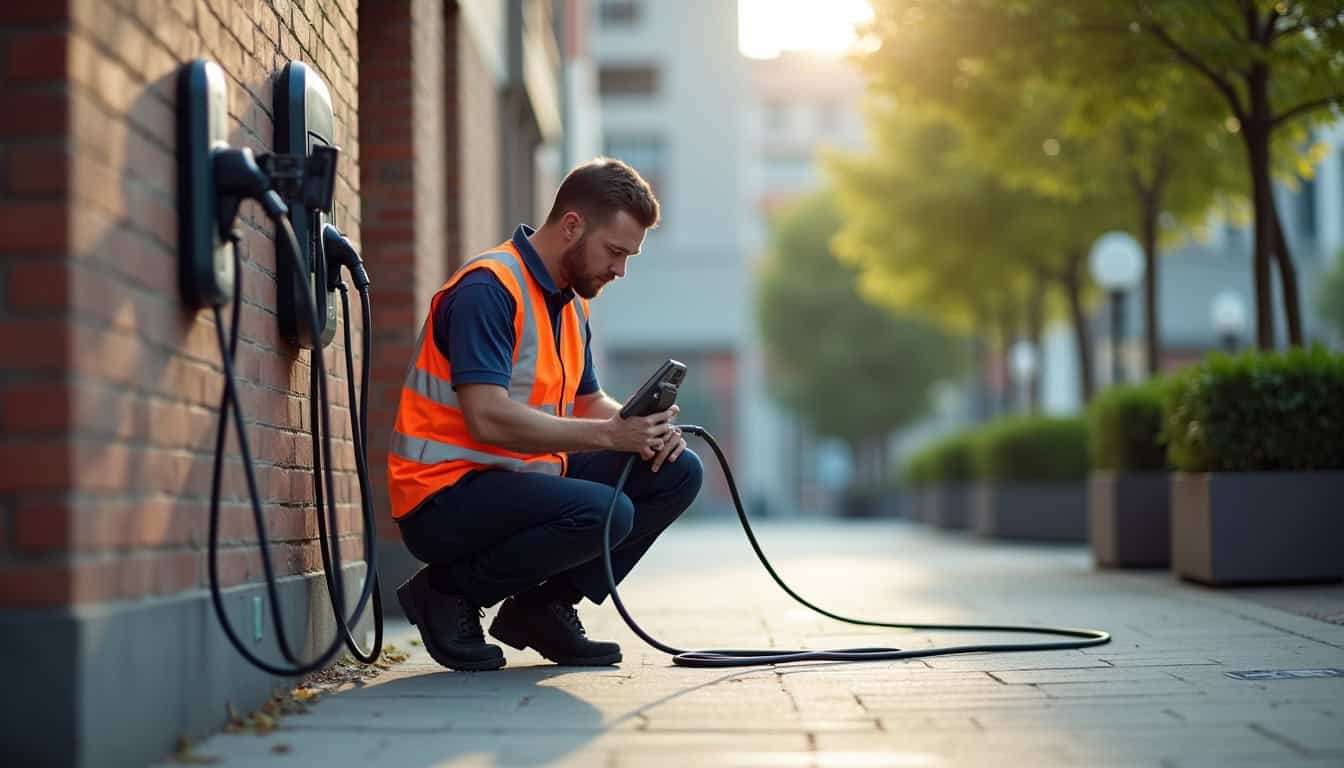 Technicien en train de vérifier le bon fonctionnement d