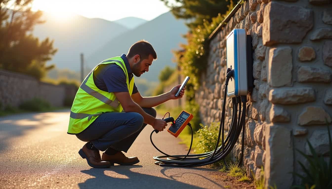 Technicien en train de vérifier le fonctionnement d