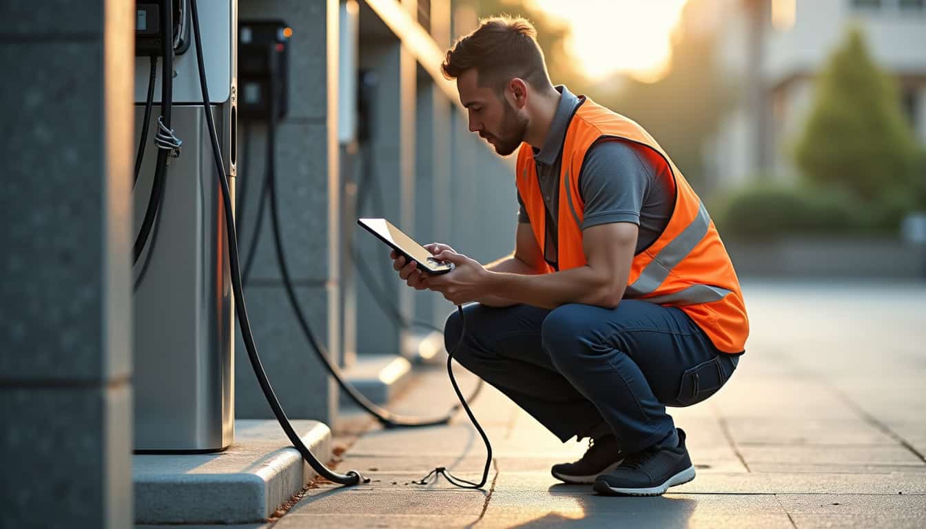Technicien en train de vérifier le fonctionnement d