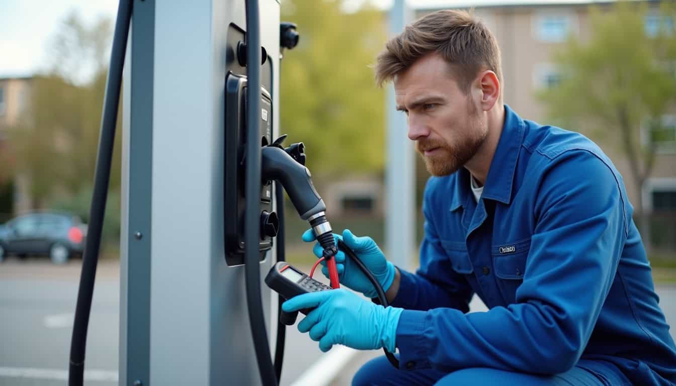 Technicien en train de vérifier le fonctionnement d
