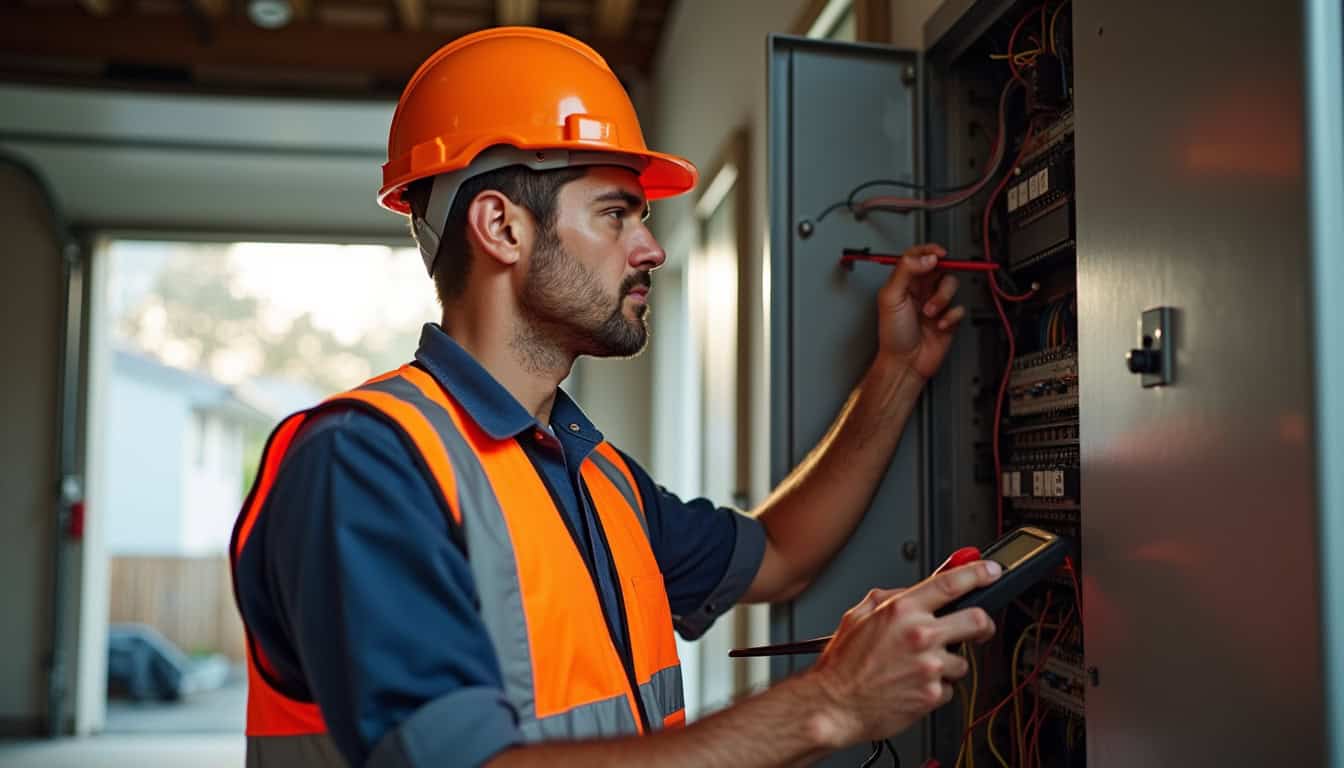 Technicien en train d'effectuer un audit électrique avant installation d'une borne de recharge