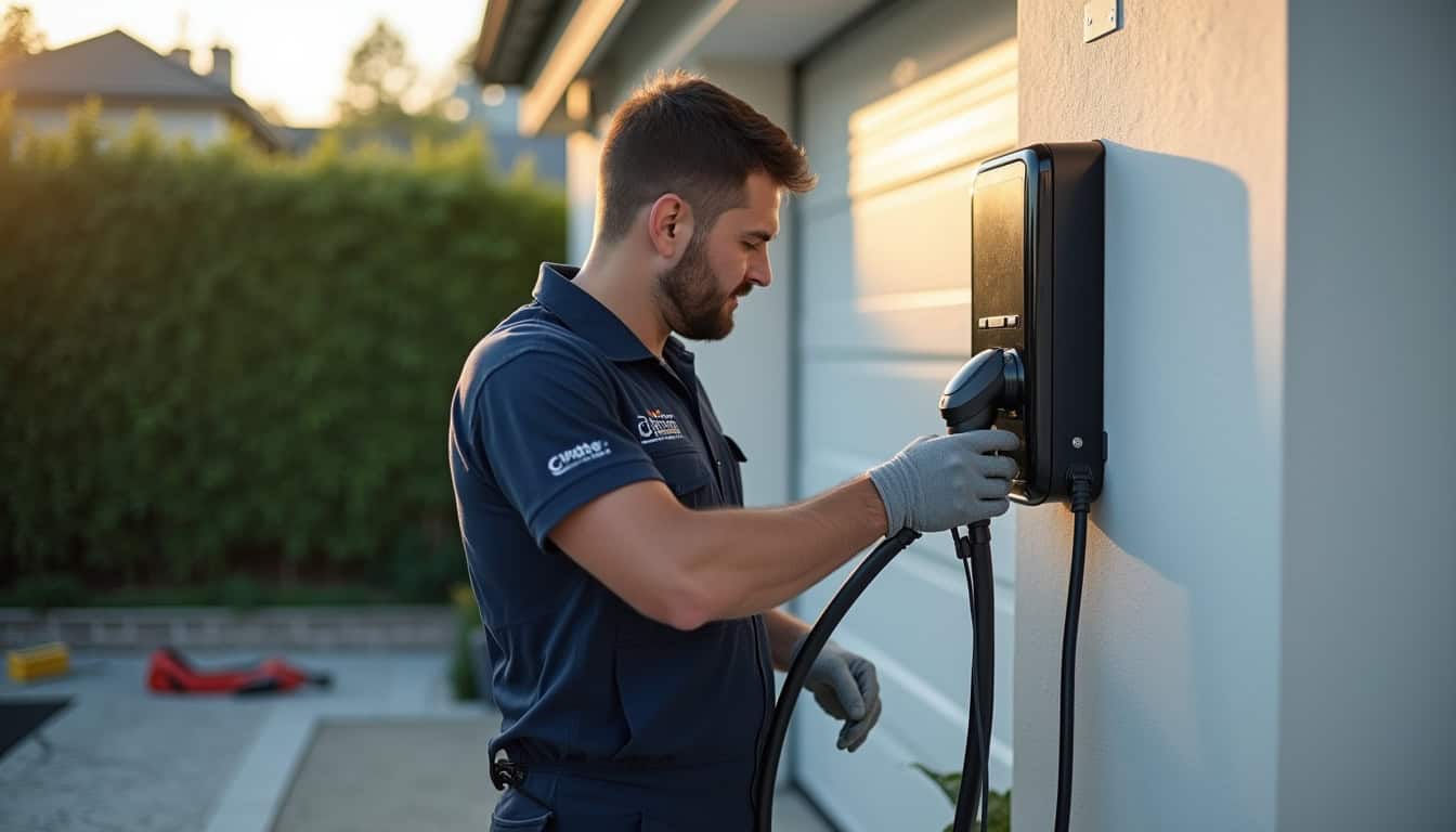 Technicien en train d'installer une borne électrique à Westhouse