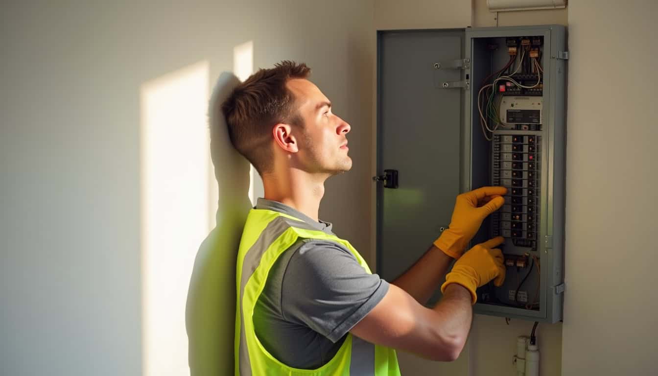 Technicien IRVE en train de vérifier un tableau électrique dans une maison à Wangenbourg-Engenthal