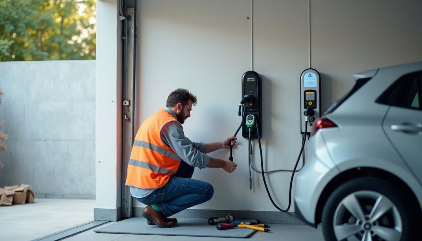 Un électricien certifié IRVE en train d