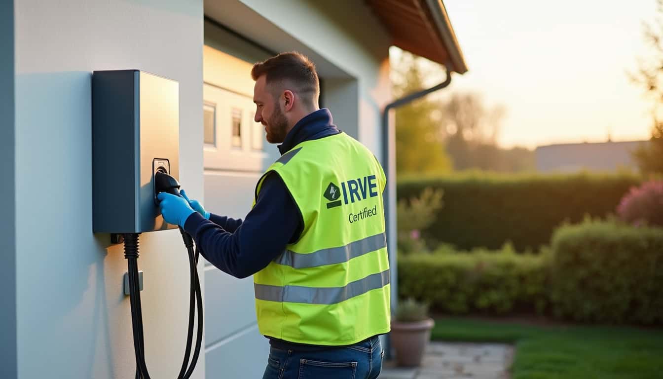 Un électricien certifié IRVE en train d