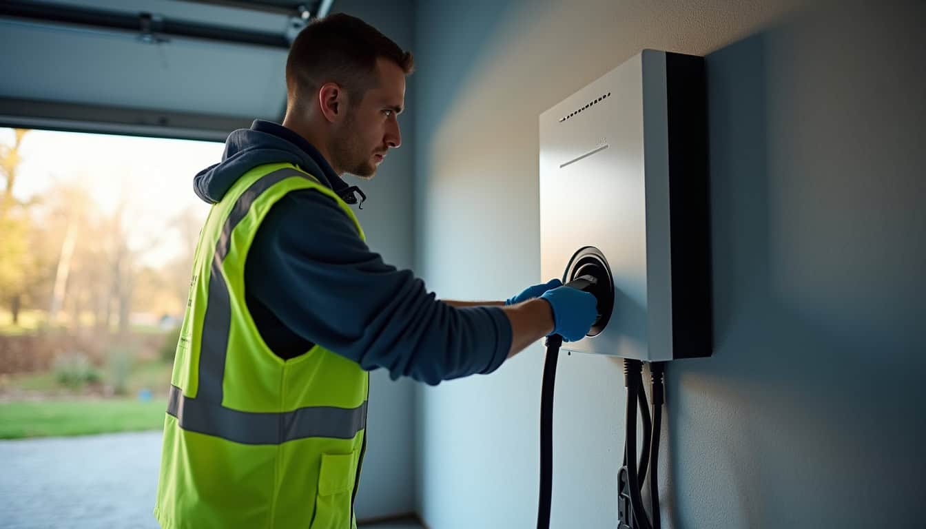 Un électricien certifié IRVE en train d