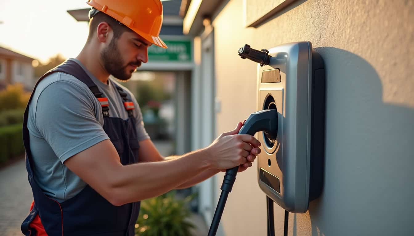 Un électricien en train d