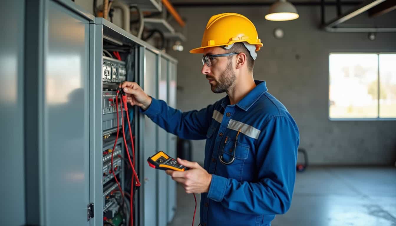 Un électricien IRVE effectue un diagnostic de l