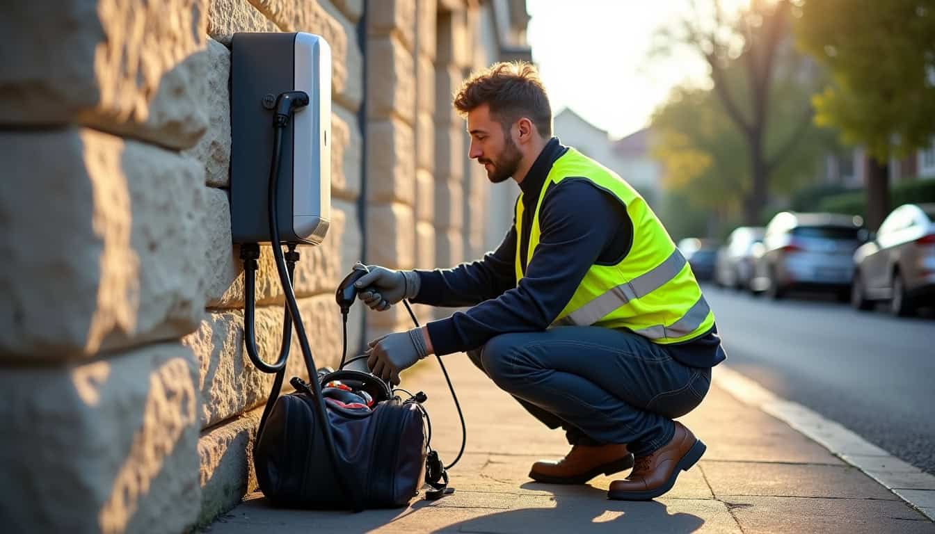Un installateur certifié IRVE en intervention à Méréville
