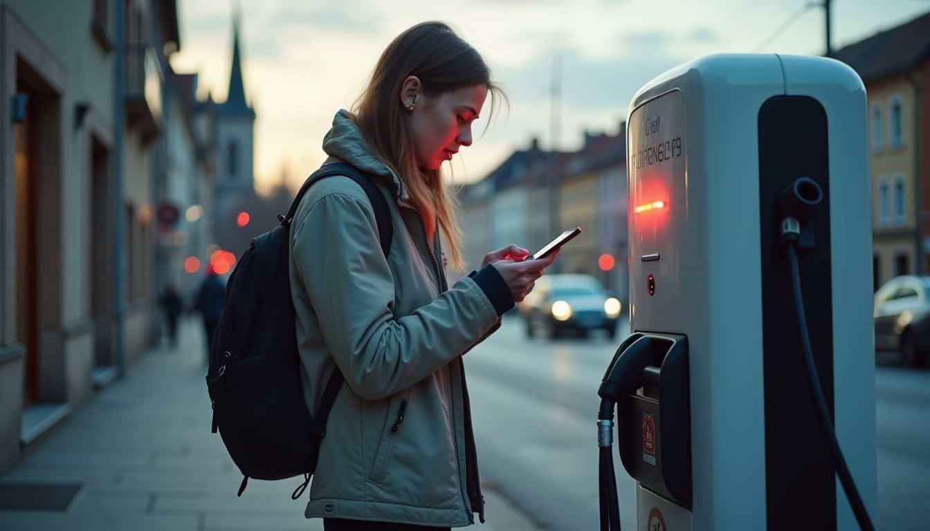 Utilisateur rencontrant un problème avec une borne de recharge publique