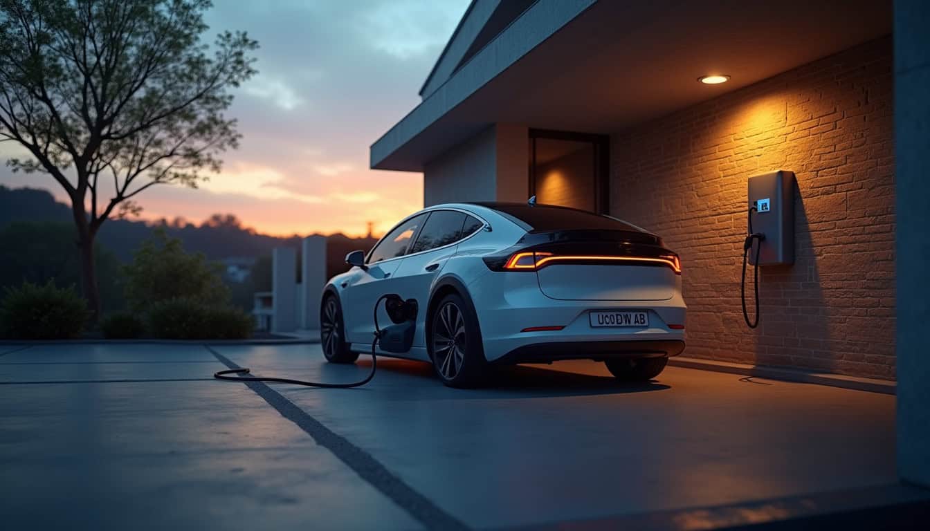 Utilisation d'une borne électrique pour recharger une voiture dans un garage privé à Le May-sur-Èvre