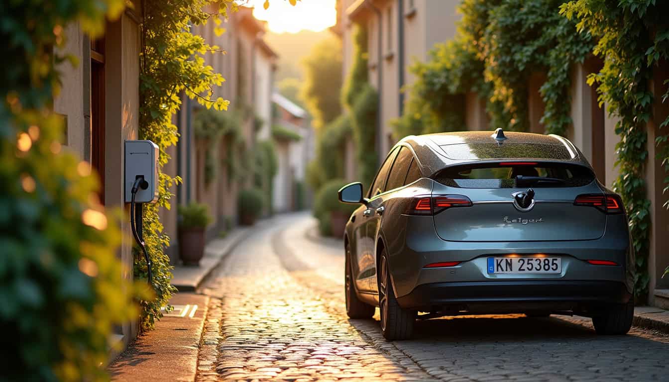 Voiture électrique en charge dans une rue de Brissac Loire Aubance
