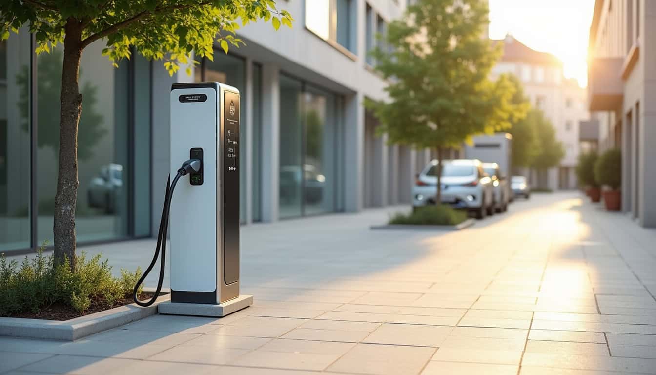 Vue de la borne de recharge publique Pass Pass Électrique située au 1 Rue de Mons à La Longueville