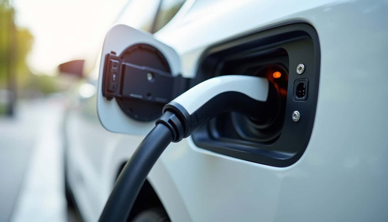 Vue intérieure d'une borne de recharge connectée à un véhicule électrique à Vannes