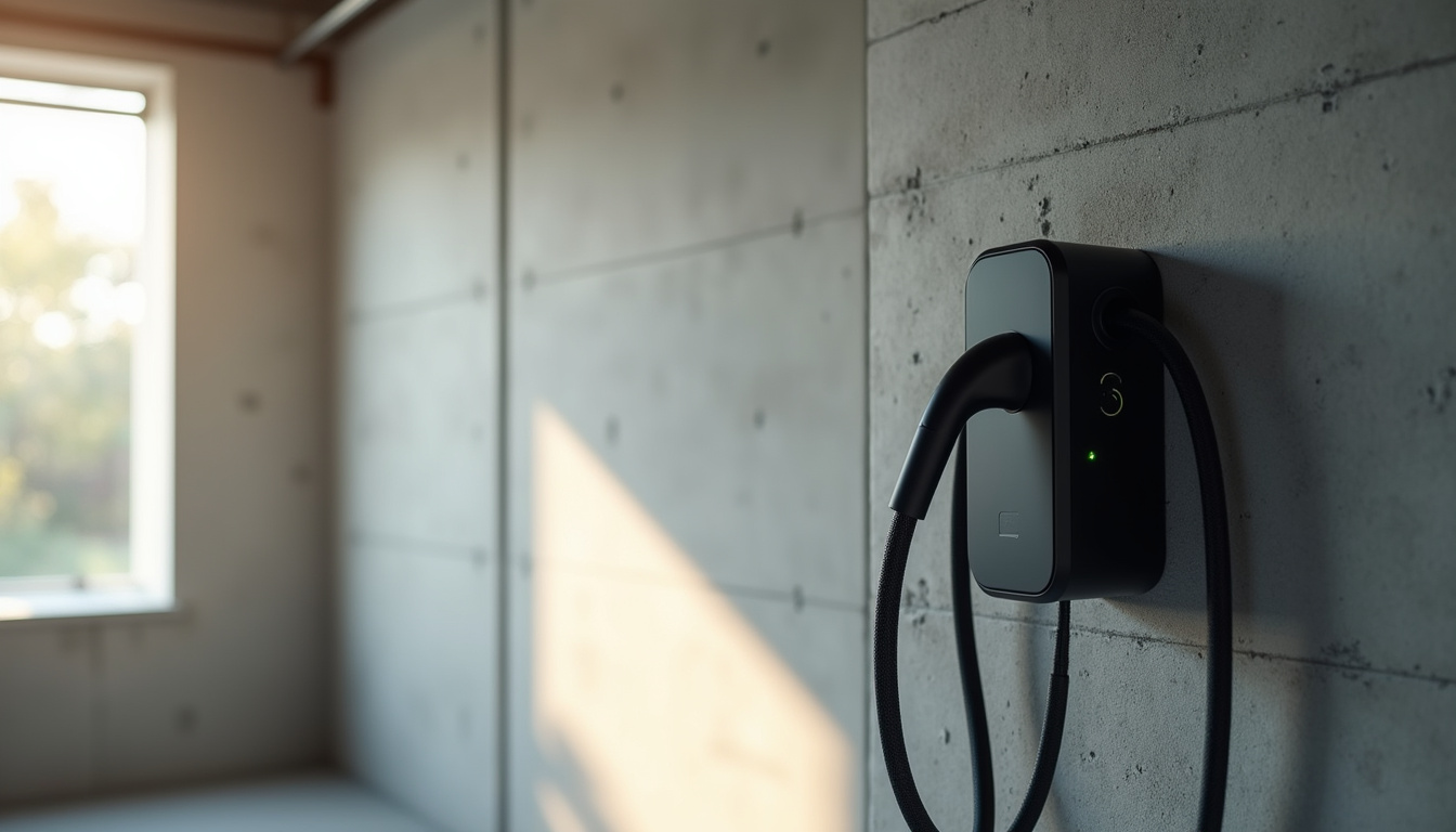 Borne de recharge domestique installée dans un garage privé à Normanville