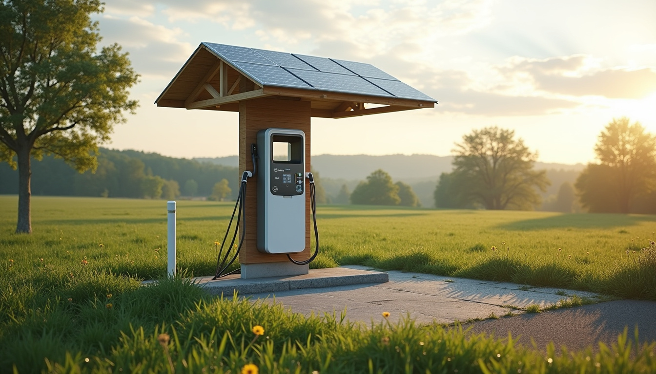 Borne de recharge électrique alimentée par des panneaux photovoltaïques à Étreillers