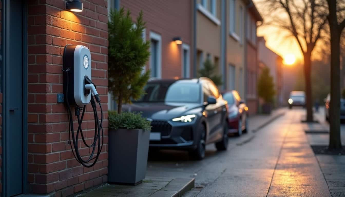 Borne de recharge électrique connectée en fonctionnement à Bouvignies