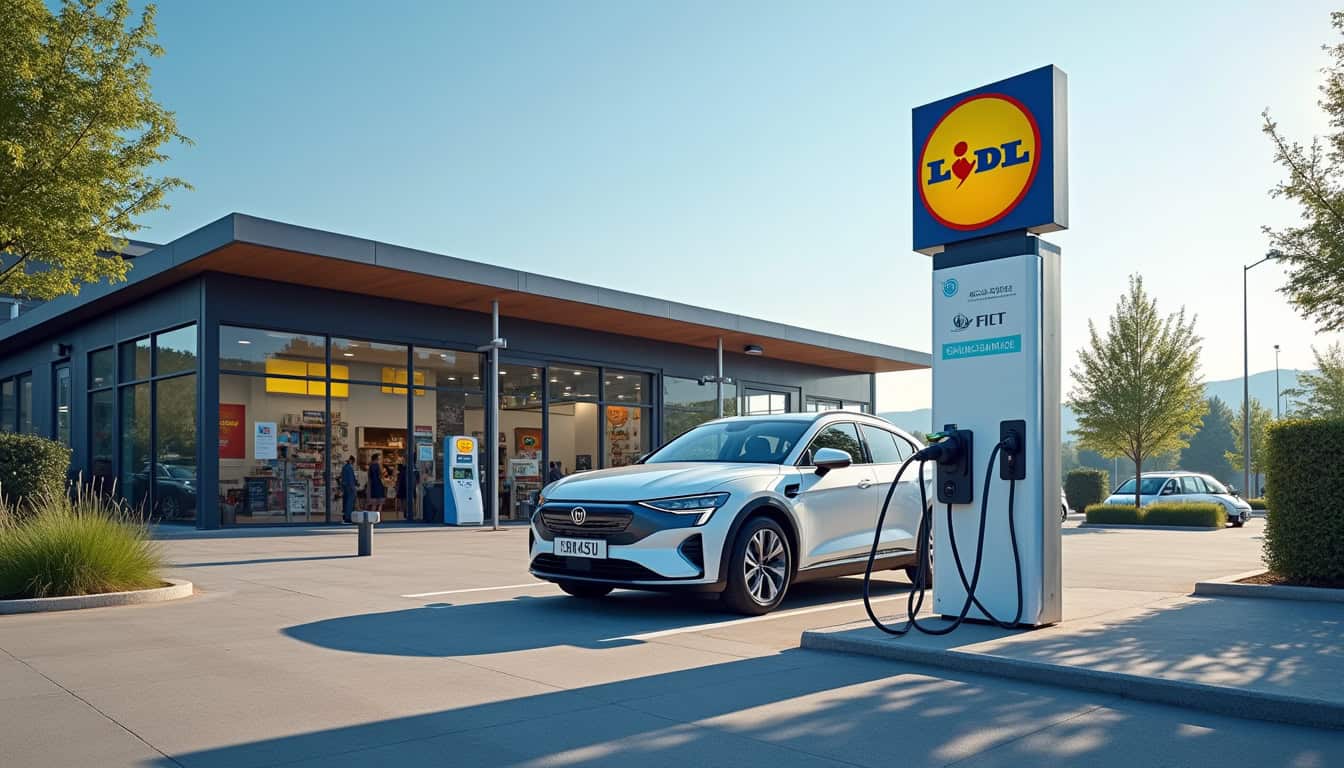 Borne de recharge électrique devant le supermarché Lidl de Le Luc, Boulevard Charles Gaudin