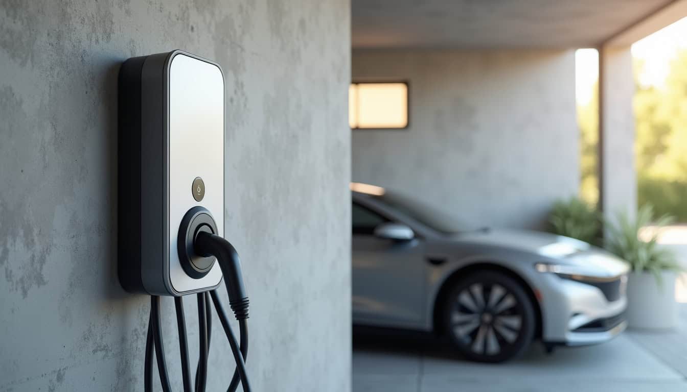 Borne de recharge électrique domestique installée dans un garage privé à Saulieu