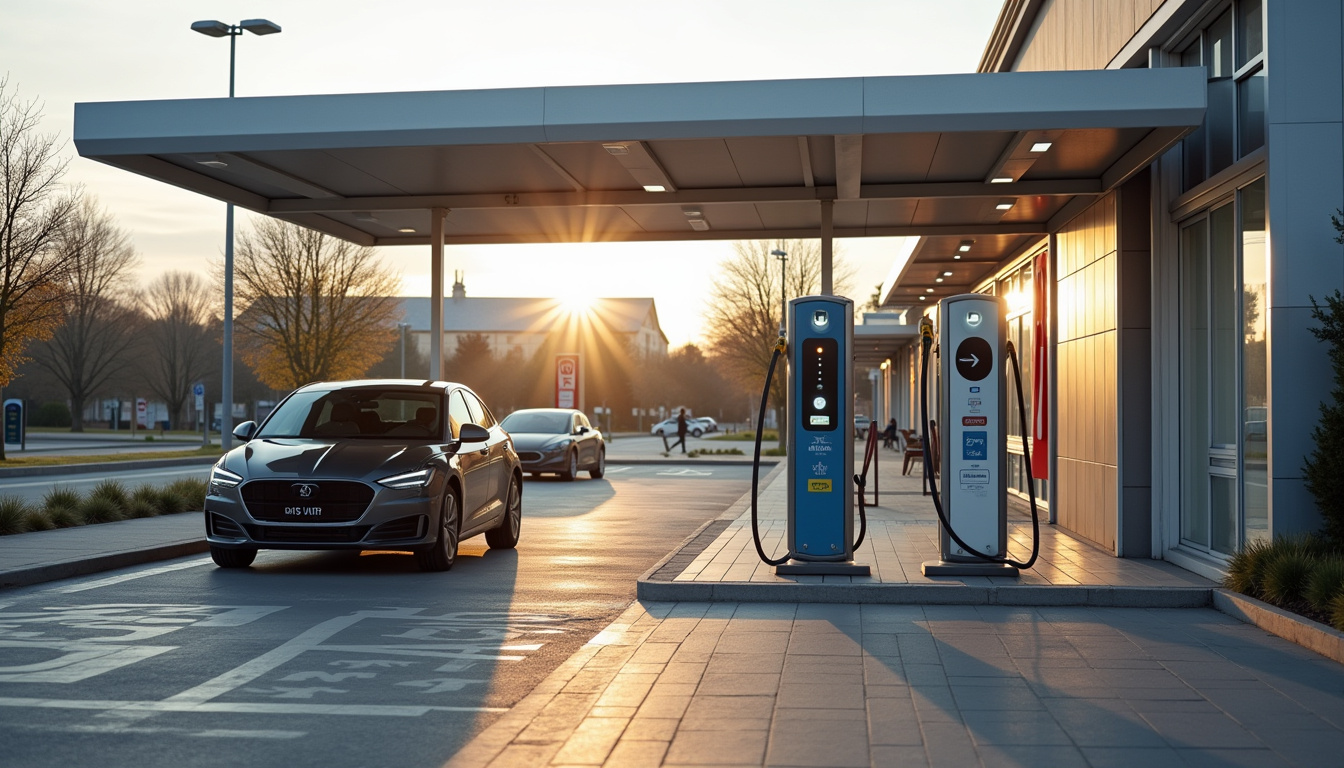 Borne de recharge électrique en extérieur devant le SUPER U de Galgon